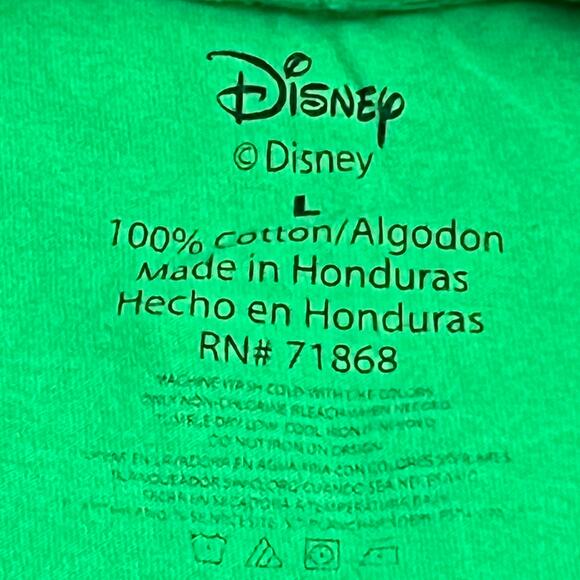 Disney Mickey Mouse Christmas T-Shirt - Size Large - Green Holiday Santa Hat Tee - Picture 3 of 10